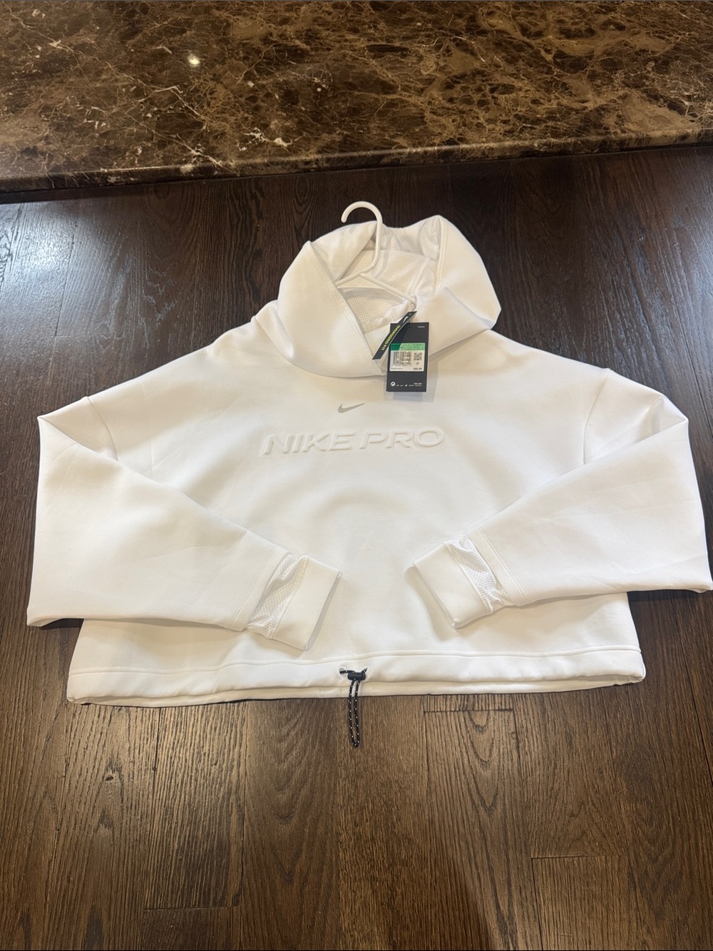 Nwt Msrp $85 Nike White Women's Cropped Nike Pro Hoodie